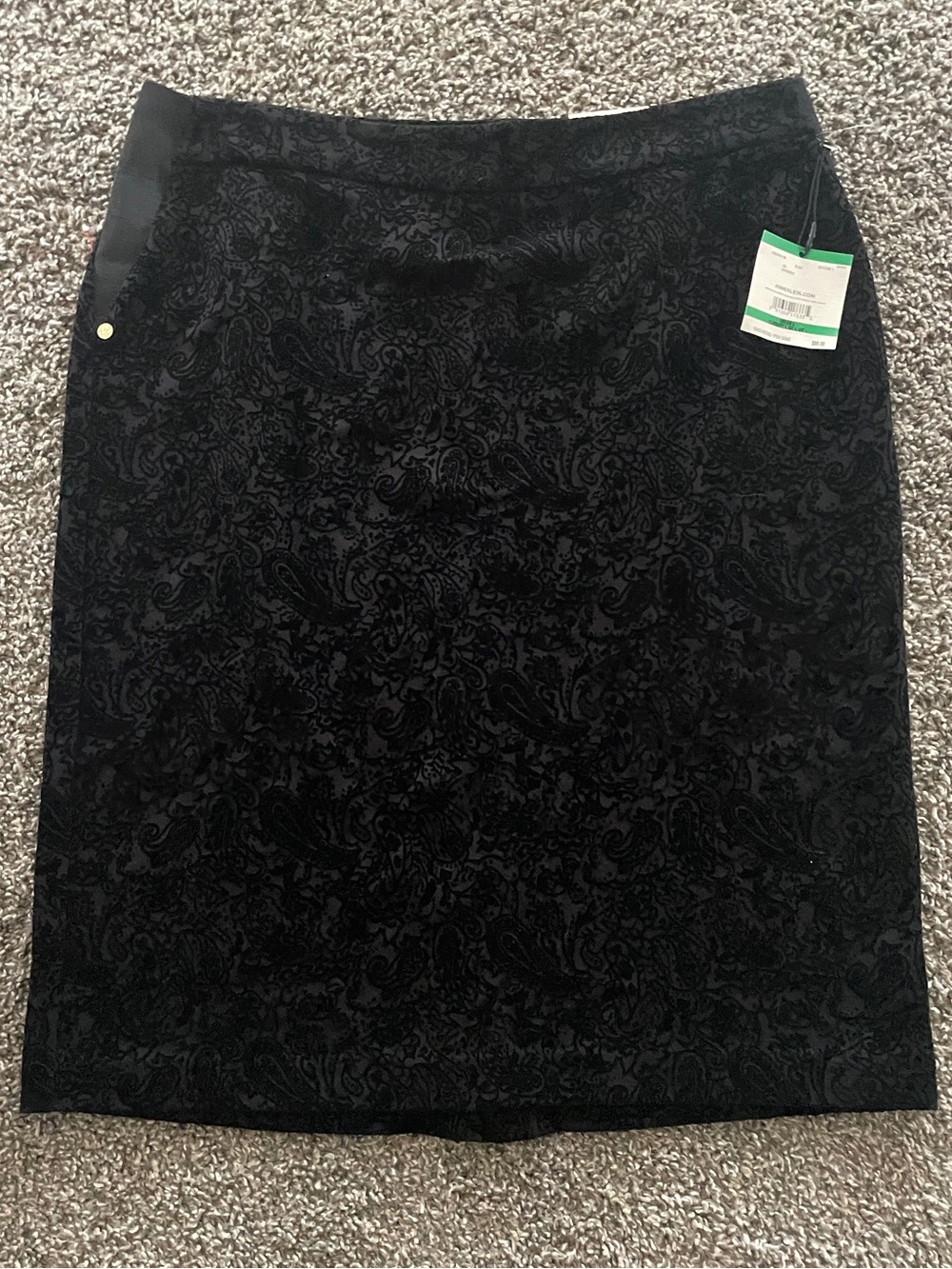 🖤 Anne Klein Black Velvet Paisley Print Pencil Skirt 🖤